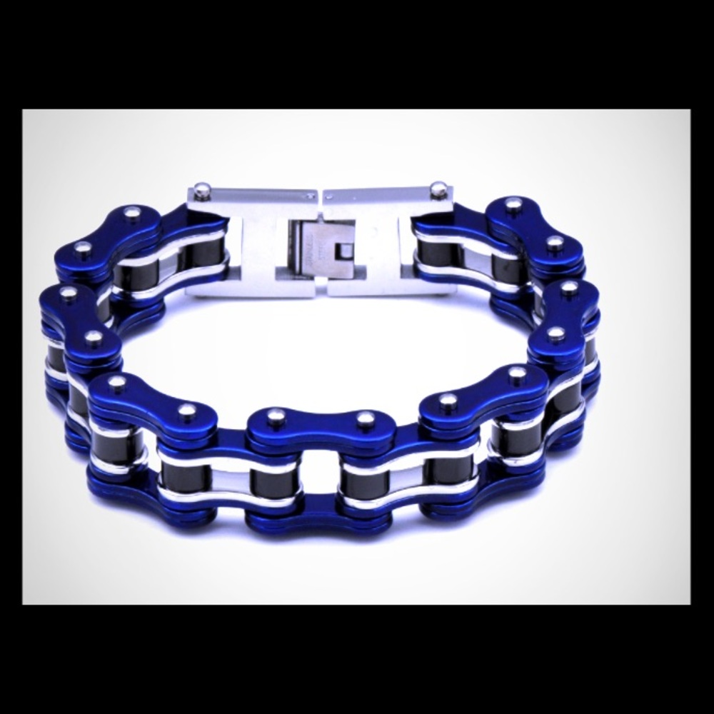 Mens D&Z Stainless Steel Motorcycle Bike Bracelet
